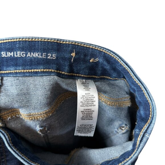 Chico's Blue Floral Embroidered Cropped Jeans - Picture 4 of 6